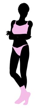 African american lingerie with socks illustration silhouette on a white background