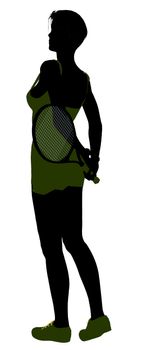 Female tennis player art illustration silhouette on a white background