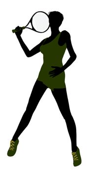 Female tennis player art illustration silhouette on a white background