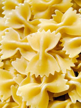 Close-up of raw farfalle pasta