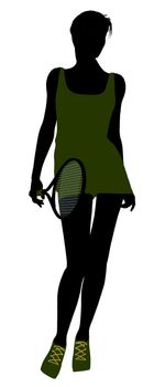 Female tennis player art illustration silhouette on a white background