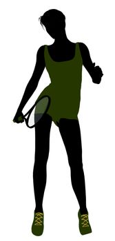 Female tennis player art illustration silhouette on a white background