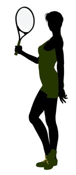 Female tennis player art illustration silhouette on a white background