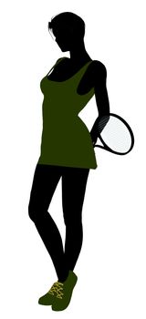 Female tennis player art illustration silhouette on a white background