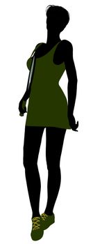 Female tennis player art illustration silhouette on a white background