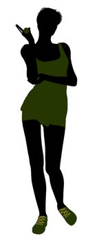 Female tennis player art illustration silhouette on a white background
