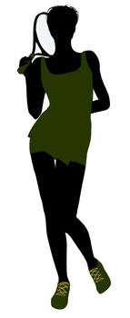 Female tennis player art illustration silhouette on a white background