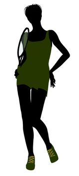 Female tennis player art illustration silhouette on a white background