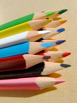 Close-up of some colored pencils
