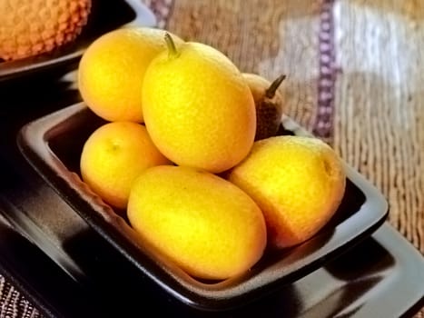 Close-up of fresh kumquats