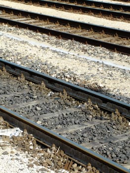 Close-up of some tracks of a railroad