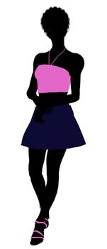 African American teenager silhouette on a white background