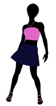 African American teenager silhouette on a white background