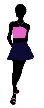 African American teenager silhouette on a white background