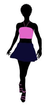 African American teenager silhouette on a white background