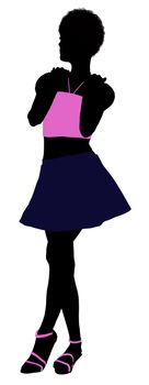 African American teenager silhouette on a white background