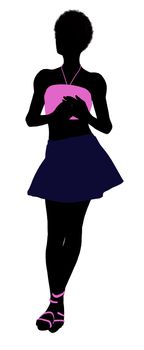 African American teenager silhouette on a white background