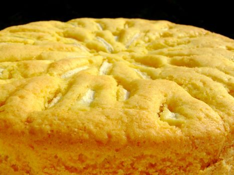 Close-up of a fresh homemade apple cake
