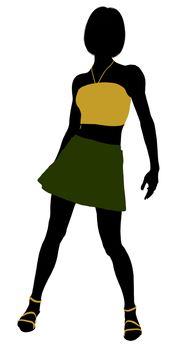 Teenager silhouette on a white background