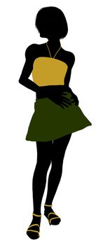 Teenager silhouette on a white background