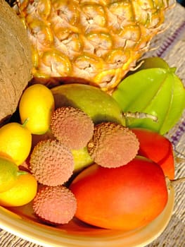 Mixed fresh exotic fruit composition