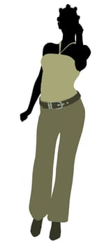 African Amercian female business executive silhouette on a white background