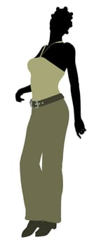 African Amercian female business executive silhouette on a white background