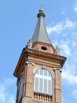 Bell tower of a country church in Emilia-Romagna, Italy