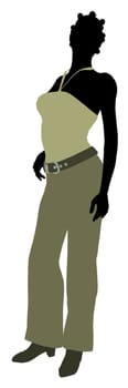 African Amercian female business executive silhouette on a white background
