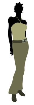 African Amercian female business executive silhouette on a white background