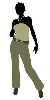 African Amercian female business executive silhouette on a white background