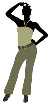 African Amercian female business executive silhouette on a white background