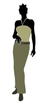 African Amercian female business executive silhouette on a white background