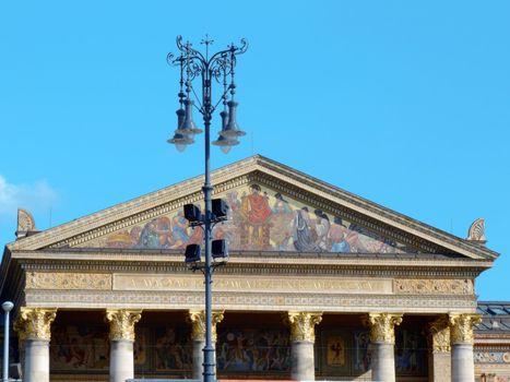 Upper detail of the Hall of Art near Heroes' Square, Budapest