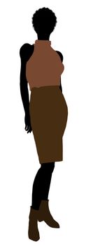 African Amercian female business executive silhouette on a white background