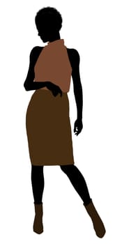 African Amercian female business executive silhouette on a white background