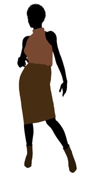 African Amercian female business executive silhouette on a white background
