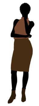 African Amercian female business executive silhouette on a white background
