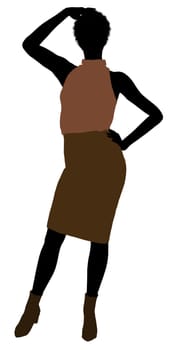 African Amercian female business executive silhouette on a white background