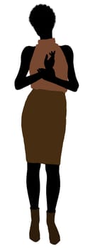 African Amercian female business executive silhouette on a white background