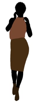 African Amercian female business executive silhouette on a white background