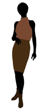 African Amercian female business executive silhouette on a white background
