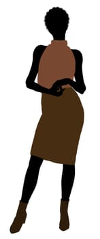 African Amercian female business executive silhouette on a white background