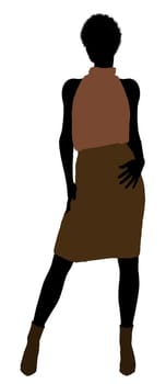 African Amercian female business executive silhouette on a white background