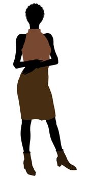 African Amercian female business executive silhouette on a white background