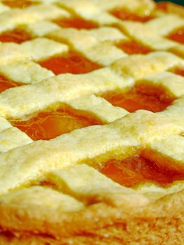 Close-up of a homemade apricot jam tart