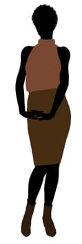 African Amercian female business executive silhouette on a white background