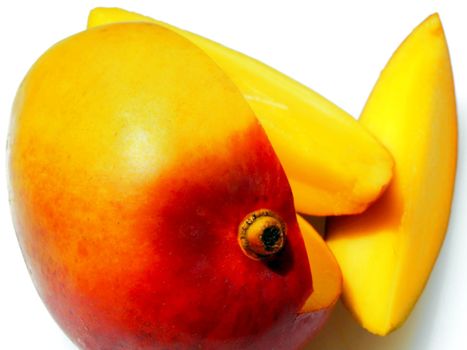 Close-up of a sliced mango
