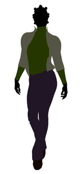 African Amercian female business executive silhouette on a white background