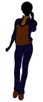 African Amercian female business executive silhouette on a white background